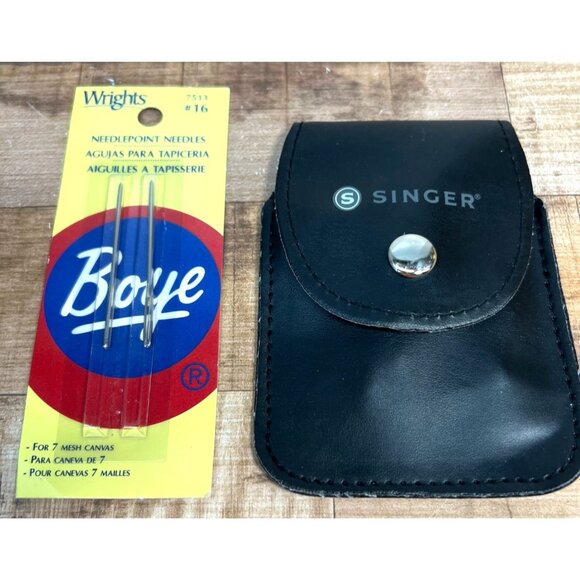 Boye #16 Needlepoint Needles With Black Singer Snap Case - Picture 1 of 4